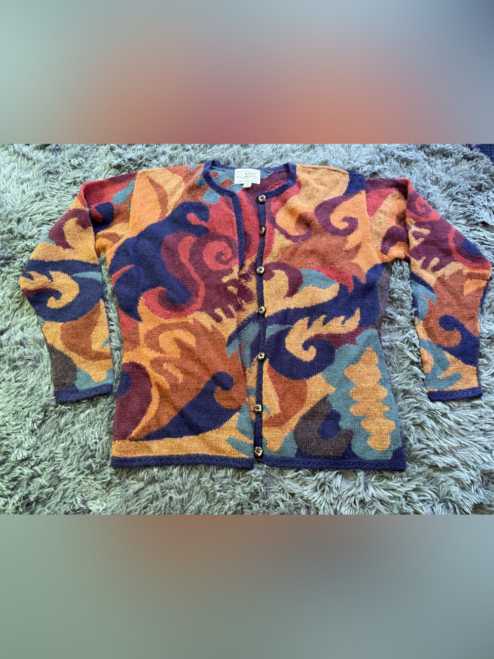 Vintage Alpaca Cardigan Multi Color